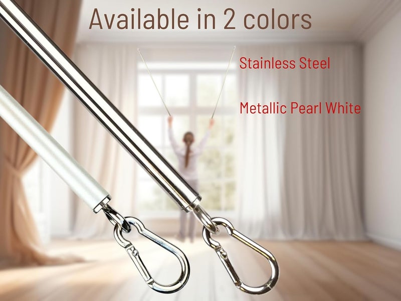 OooWow 46 inch (4 Pack) Stainless Steel Iron Curtain Pull Wand - 2 inches shy of 48 inch Drapery Pull Rod - Versatile Curtain Wand - Metal Drapery Wand (46in SS 4pk) - Image 4